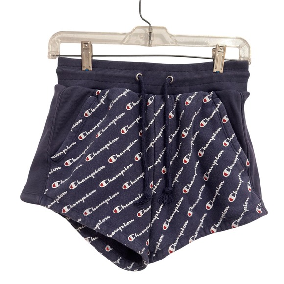 Champion Pants - Champion Shorts Reverse Weave Navy Blue Script Logo Print XS Women Activewear